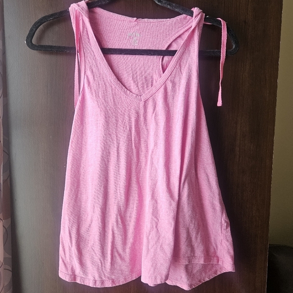 just be Tops - Just Be Pink V-Neck Tank Top With Hood